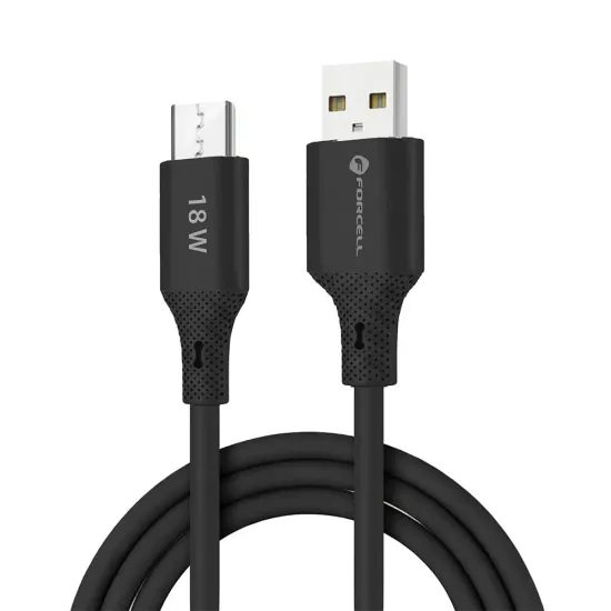 Datový kabel USB A / Micro USB QC3.0 2,4A 18W 1m silikonový černý - FORCELL