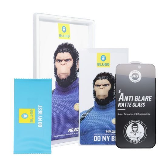 Tvrzené / ochranné sklo Apple iPhone 13 Pro MAX černé 5D plné lepení - Mr. Monkey (Strong Matte)