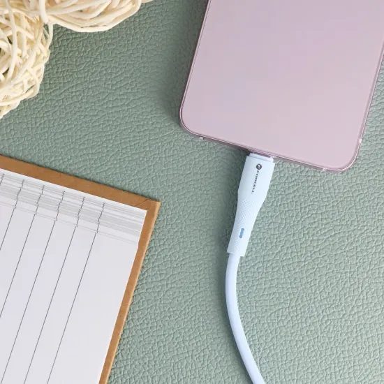 Datový kabel Lightning / USB A 1m 2,4A 12W modrý silikon - Forcell