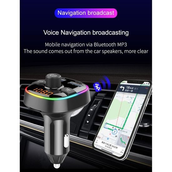 Transmiter FM MP3 bluetooth 5.0 + čtečka karet TF + 2xUSB QC3.0 BC52L