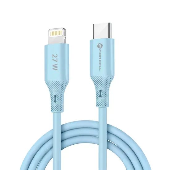 Nabíjecí / datový kabel USB-C - Lightning 1m modrý - Forcell F-Energy PD 3A 27W Silicone C346