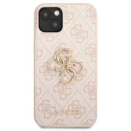 Obal / kryt na Apple iPhone 13, růžový Guess Big 4G Metal Logo Hard Case
