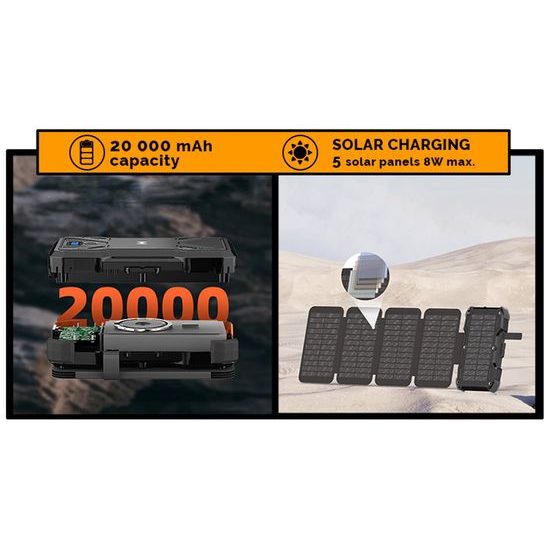 Solární powerbanka 20000 mAh VIKING TYR II