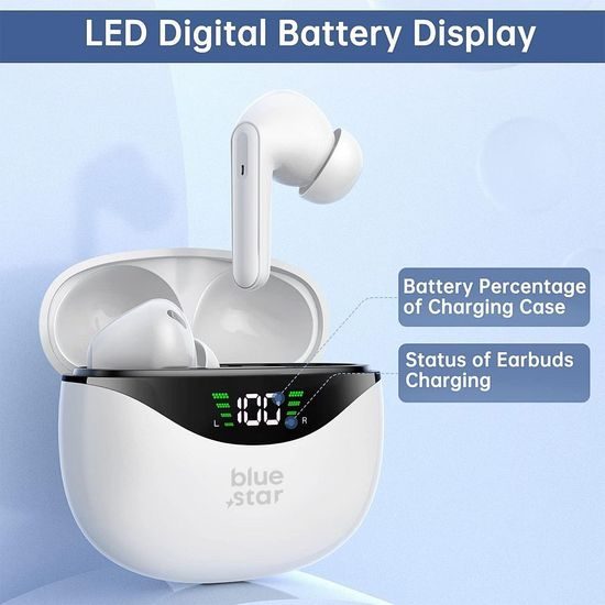 Bezdrátová sluchátka TWS model T60 bílé - Blue Star