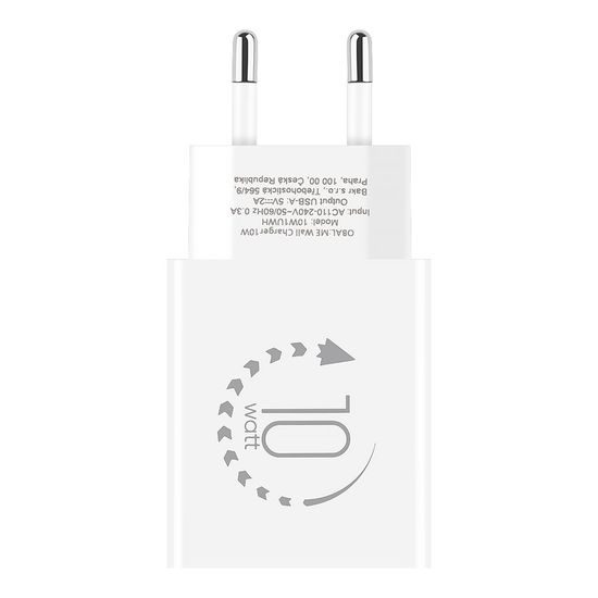 Cestovní nabíječka USB-A 10W + USB-A/USB-C Kabel 1m, bílá - OBAL:ME