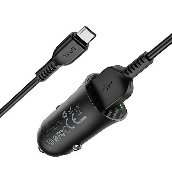 Nabíjačka do auta 18W s 2xUSB/micro USB káblom Z39 čierna - HOCO