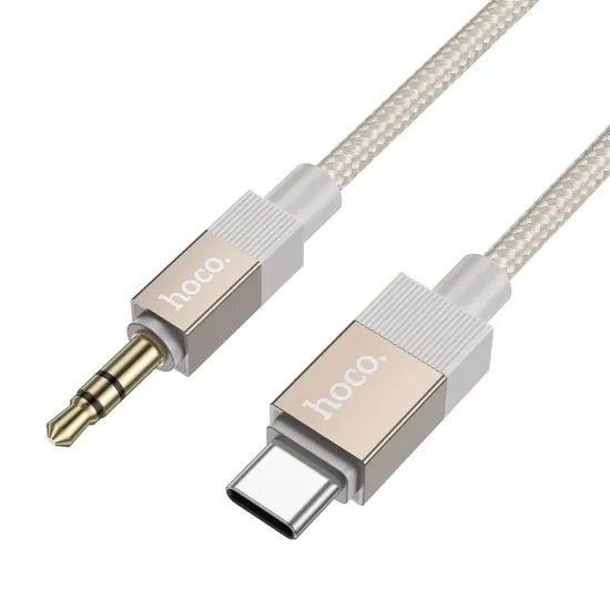 Kabel AUX Jack 3,5 mm / USB C 1m zlatý - HOCO