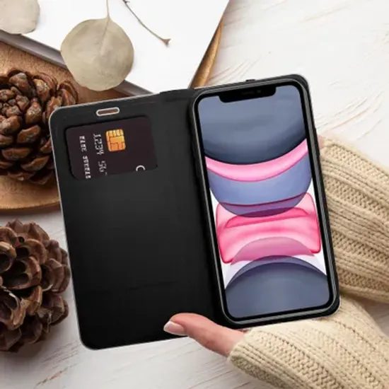 Pouzdro / obal na Apple iPhone 17 černé - knížkové Luna Book Carbon Case