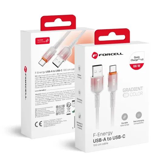 Datový / nabíjecí kabel USB-A/USB-C QC4.0 3A 66W C352 1 m bílý - Forcell F-Energy