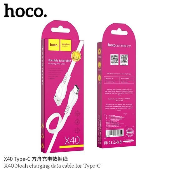 Datový / nabíjecí kabel Type C X40 1 metr bílý - HOCO