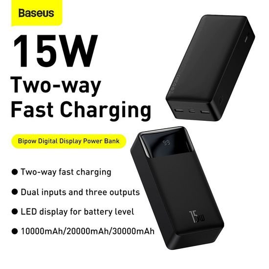 Powerbanka 30000mAh 15W PD Quick Charge 3.0 3A - BASEUS
