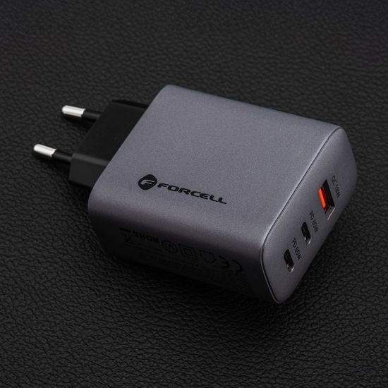 Cestovní nabíječka Forcell F-Energy s 2x USB C a USB A zásuvkami - 4A 65W s funkcí PD a Quick Charge 4.0