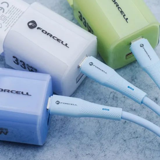 Silikonový kabel USB C / USB C QC4.0 PD 3A 60W 1m modrý - Forcell F-Energy