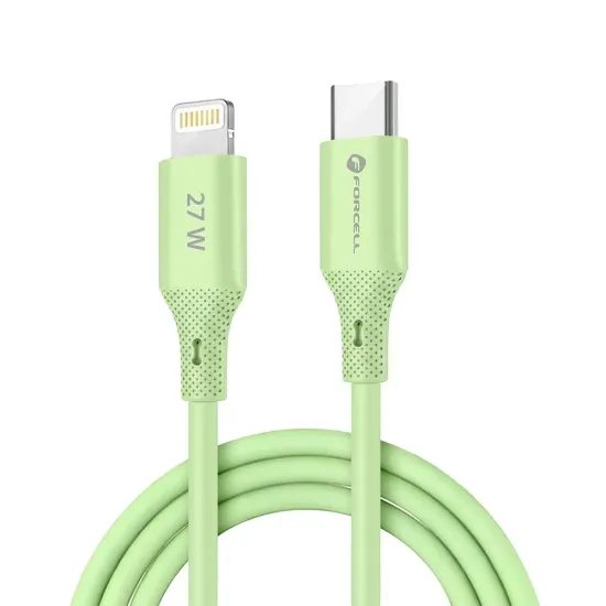 Nabíjecí / datový kabel USB-C - Lightning 1m zelený - Forcell F-Energy PD 3A 27W Silicone C346