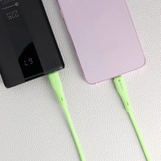Silikonový kabel USB C to USB C 5A 100W 1m zelený - Forcell