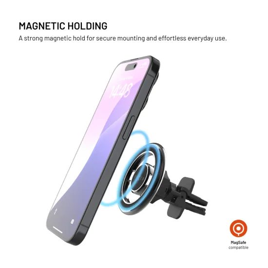 Magnetický kovový držák FIXED MagMount Vent do ventilace s podporou MagSafe, černý