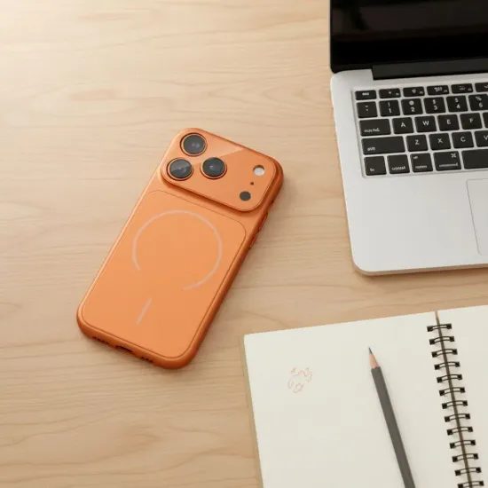 Obal / kryt na Apple iPhone 17 Pro oranžový - Case MAKE 17 MagSafe