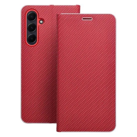 Pouzdro / obal na Xiaomi Redmi Note 15 Pro Plus 5G červené - knížkové LUNA Book Carbon