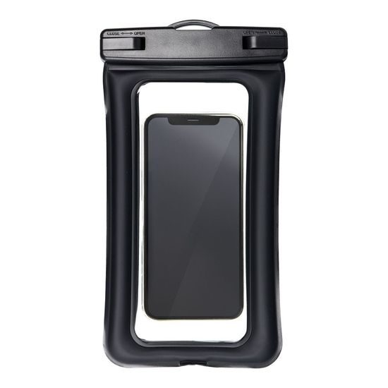 Voděodolná taška na mobilní telefon s plastovým zavíráním - černý