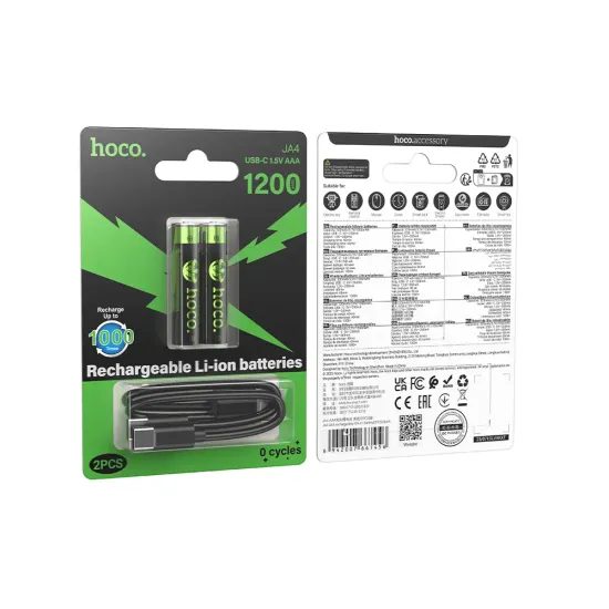 Nabíjecí baterie Hoco JA4 AAA 320mAh s USB-C - 2ks