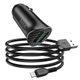 Autonabíječka 2 x USB QC3.0 18W + kabel pro Iphone Lightning 8pin Farsighted Z39 černý - HOCO