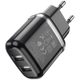 Töltő adapter 2.4A 2xUSB fekete - HOCO N4