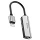 BASEUS HF adapter Apple Lightning 8-tűhöz 2x Apple Lightning 8-tű + 3,5 mm-es jack 3.5mm L52 CALL52-91 ezüst-fekete adapterhez