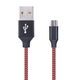 Micro USB kábel meghosszabbított csatlakozóval USB fonott USB-re - piros