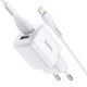 2.4A 2xUSB töltő Lightning kábellel 1m fehér - HOCO N4