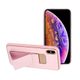 tok / borító Apple iPhone XR rózsaszín - Bőr tok állvánnyal