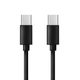 Dátový kábel USB-C / USB-C 3A PD60W 1m čierny - predĺžený 8mm konektor