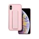 tok / borító Apple iPhone XR rózsaszín - Bőr tok állvánnyal