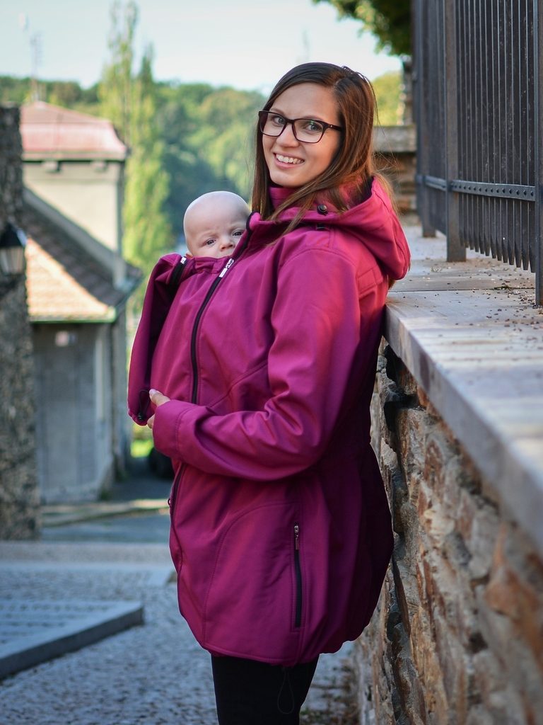 Softshellová těhotenská a nosící bunda Alice 2 - fuchsiově růžová |  NošeníDětí.cz