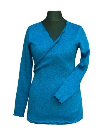 Angel Wings zavinovací svetr pletený fleece - petrolejově modrý