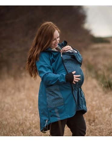 Softshellová nosící bunda Alva - petrolejová a mandaly