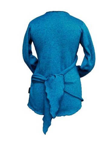 Angel Wings zavinovací svetr pletený fleece - petrolejově modrý