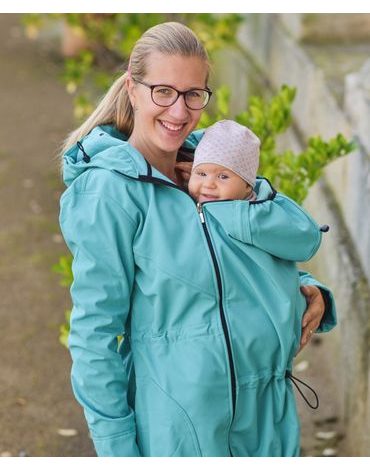 Softshellová těhotenská a nosící bunda Pavla 2 - tyrkysová