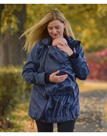 Softshellová těhotenská a nosící bunda Pavla 2 - tmavě modrý melír