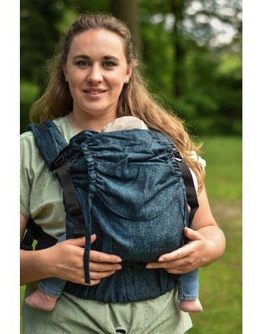 Yaro Hug nosítko Jeans Petrol Black Delave Linen + slintáčky