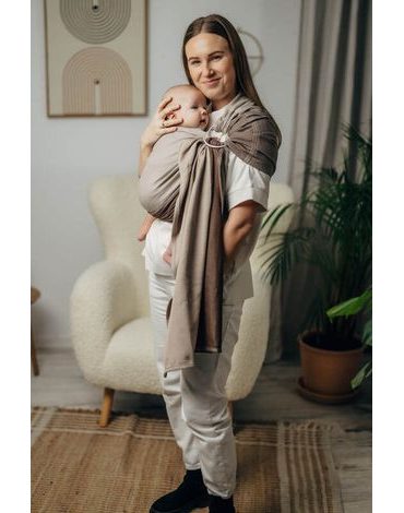 Lenny Lamb Basic Line ring sling - LITTLE HERRINGBONE BABY CAFFE LATTE - standard 1,8 m