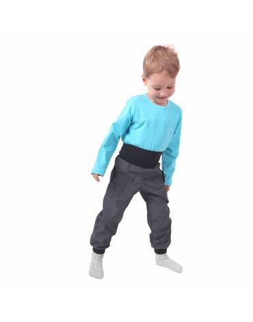 Jarní/letní dětské softshellové kalhoty - šedý melír