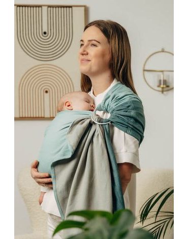 Lenny Lamb Basic Line ring sling- LITTLE HERRINGBONE BABY MINT - standard 1,8 m
