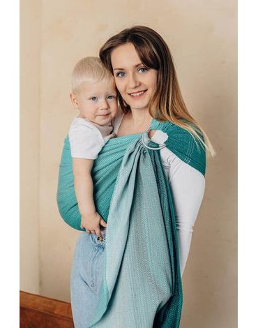 Lenny Lamb ring sling - LITTLE HERRINGBONE OBMRE GREEN - standard 1.8m