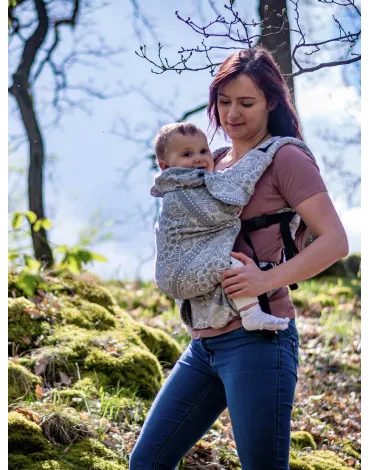 MoniLu UNI nosítko - Mandala Grey + slintáčky