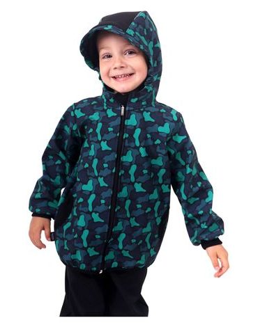 Dětská softshellová bunda - zelený maskáč