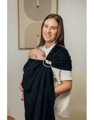 LennyLamb Basic Line ring sling - LITTLE HERRINGBONE BLACK EBONY - standard 1,8m
