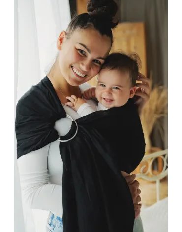 Little Frog ring sling Pure Linen - Midnight Black - M (2 m)
