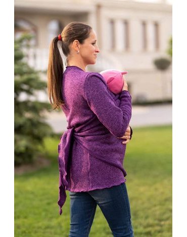 Angel Wings zavinovací svetr pletený fleece - fialový