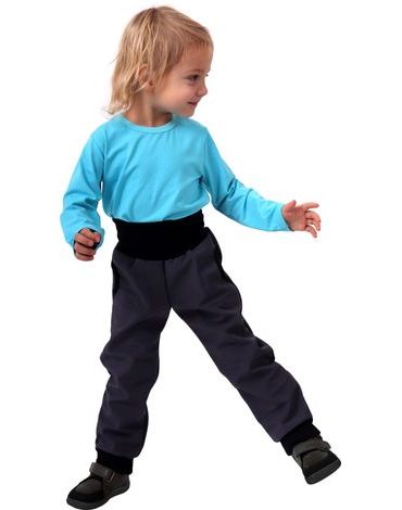 Dětské softshellové kalhoty s náplety - antracit