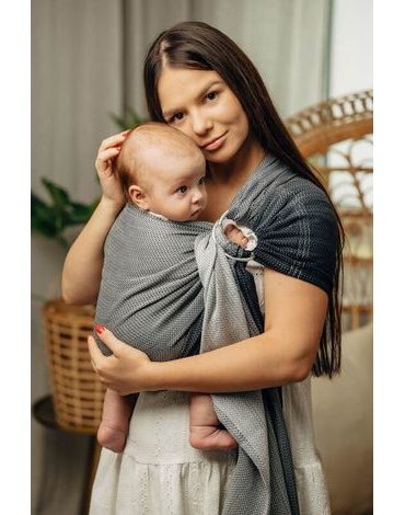 Lenny Lamb ring sling - LITTLE HERRINGBONE OBMRE GREY - standard 1.8m